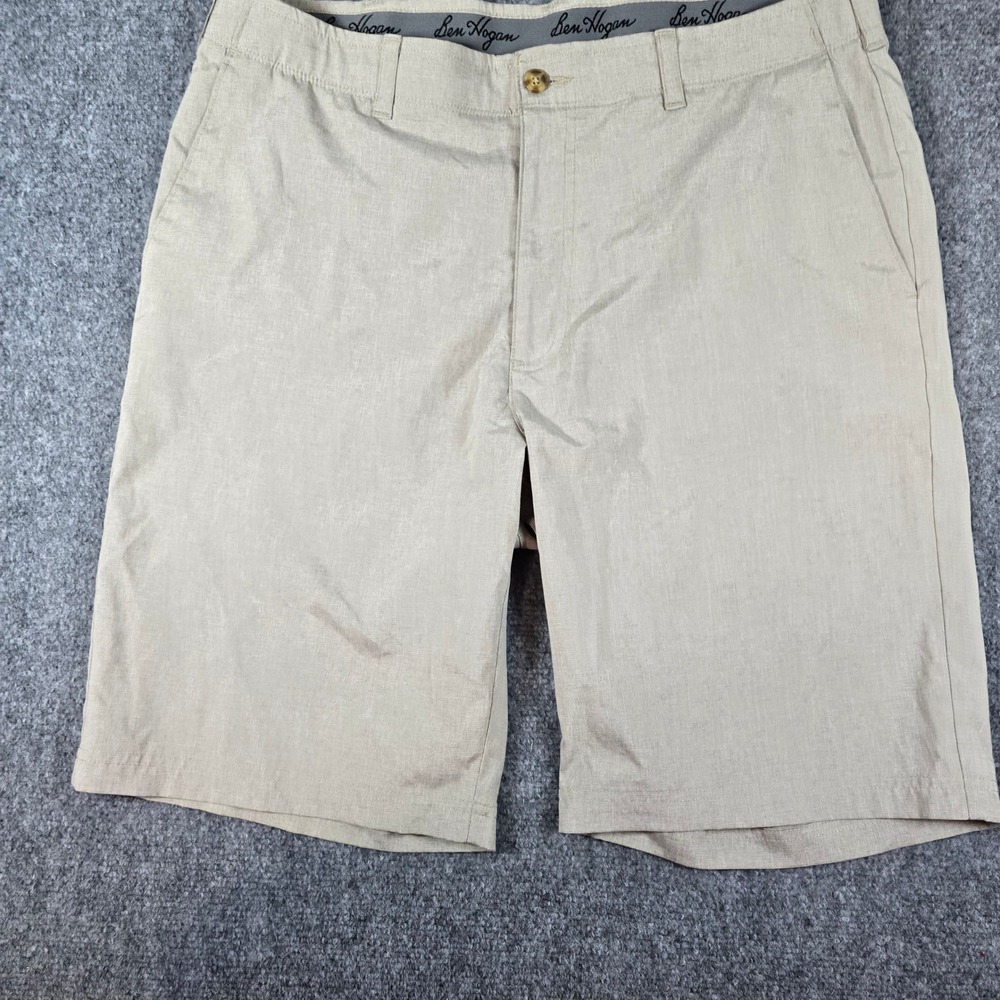Ben Hogan Men's Performance Golf Shorts Beige Flat Front Size 36